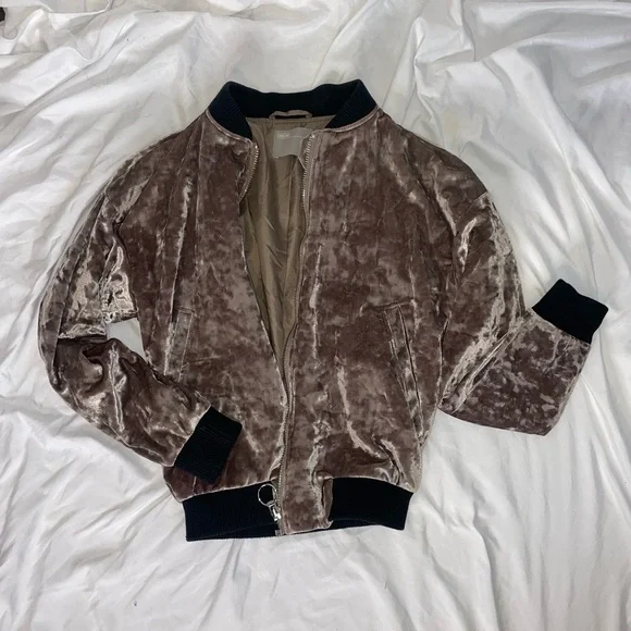 ASOS Crushed Velvet Zip Up Bomber Jacket - Picture 5 of 6